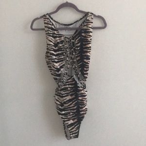 One piece animal print bathing suit